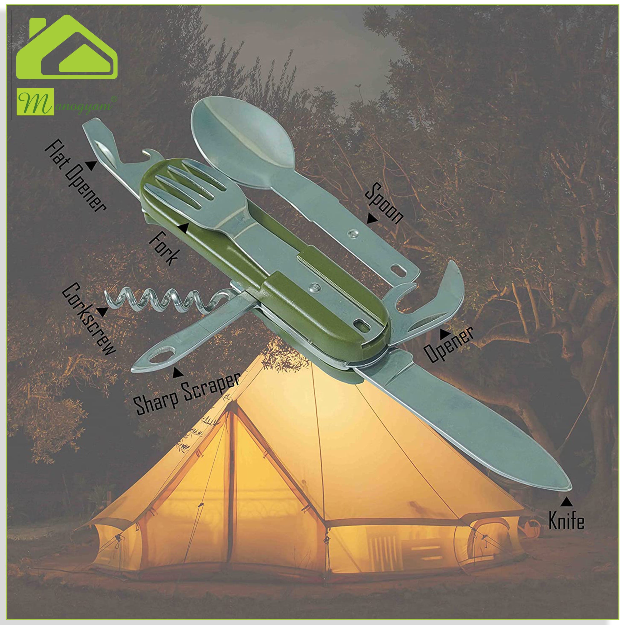 Manogyam Camping Tool | Stainless Steel Kitchen Utensil Kit