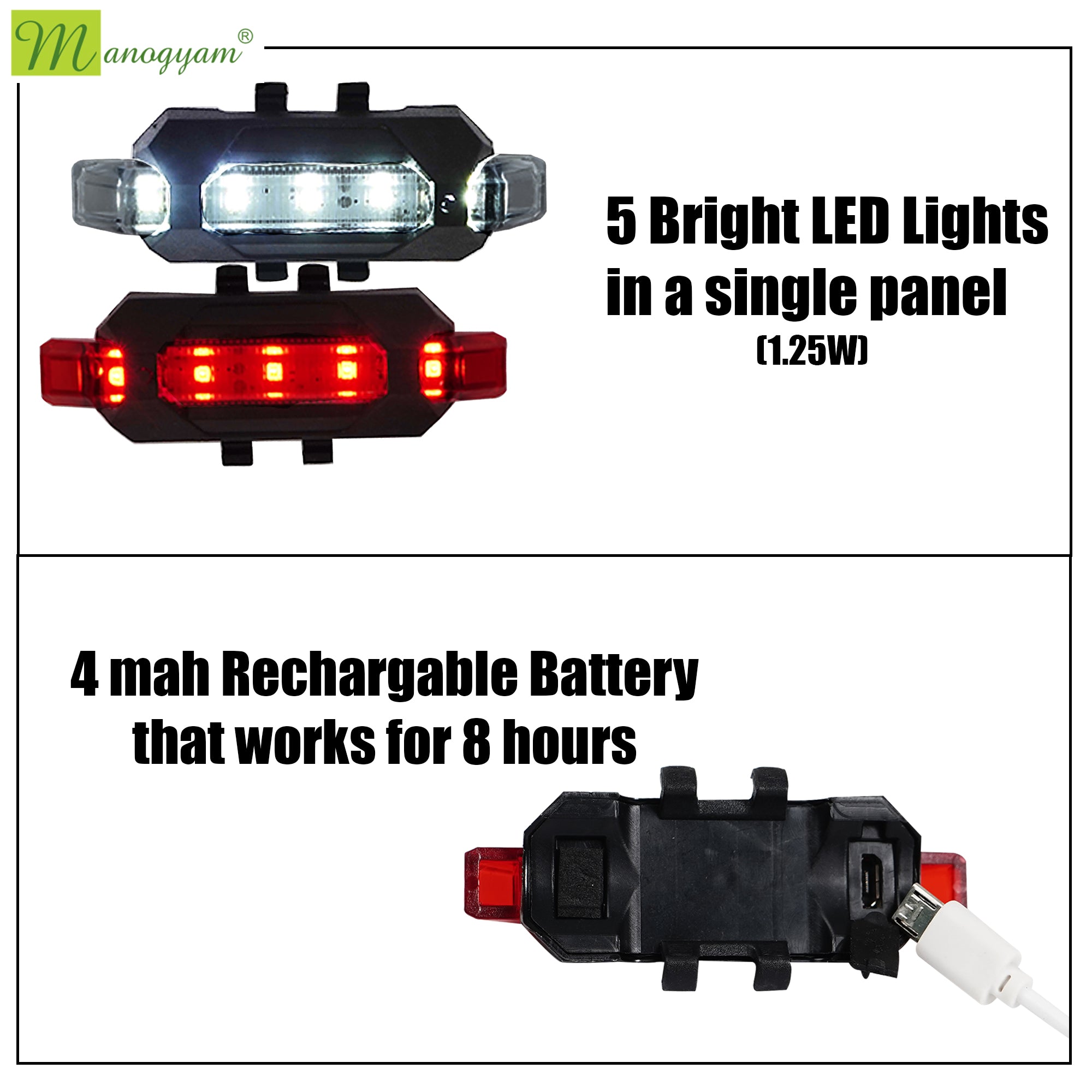 Manogyam BikePro: Advanced Front and Back Indicator Lights for Bicycles
