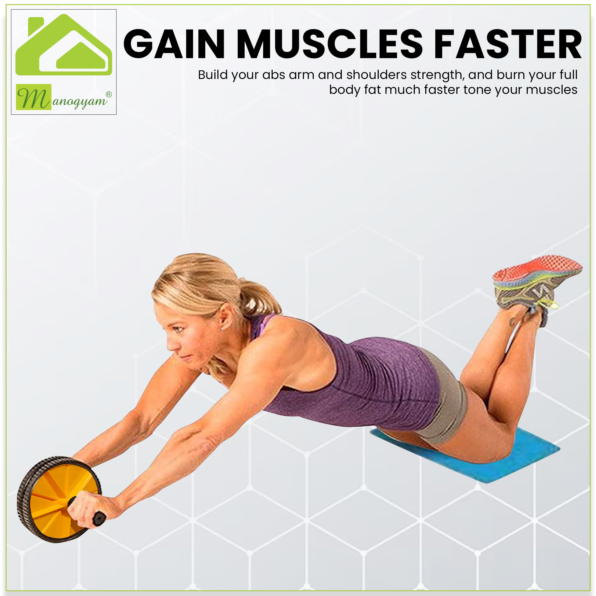 Manogyam Double Wheel Ab Roller - Fitness Equipment for Core Strengthening and Abdominal Workouts