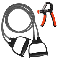 Manogyam Grip & Tone Combo: Adjustable Hand Gripper + Double Toning Tube Set