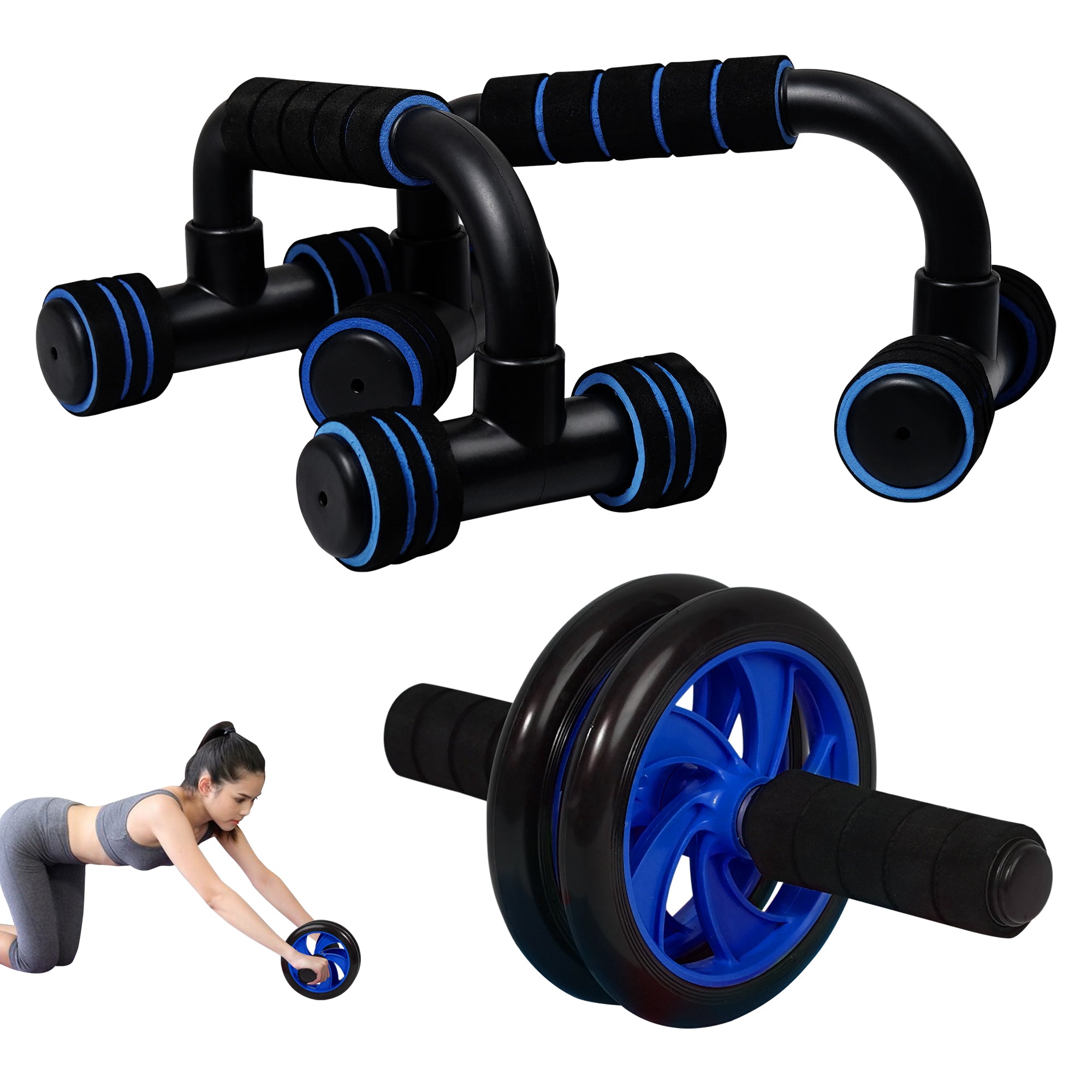 Manogyam AB Roller & Push-Up Bar Combo for Ultimate Core Strengthening