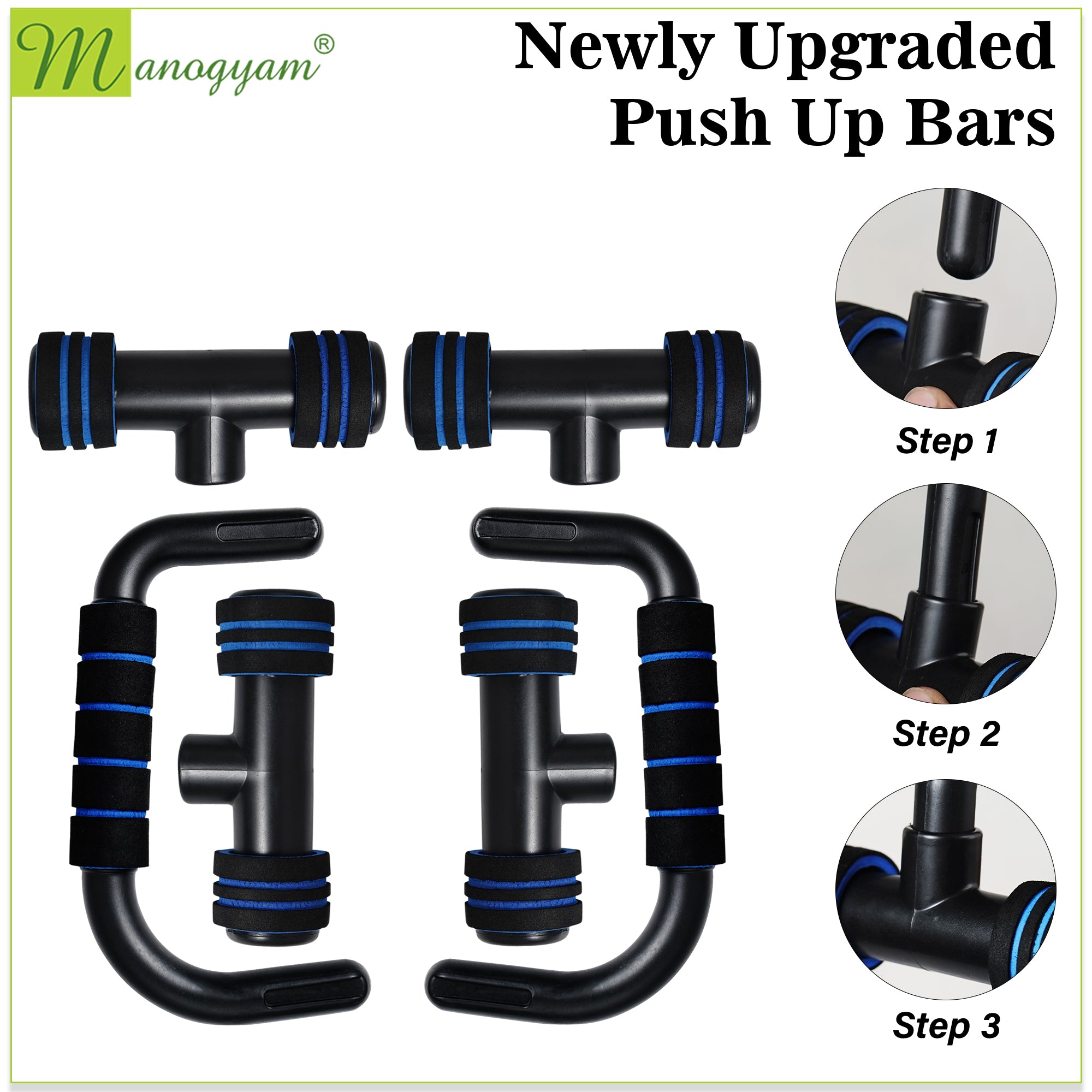 Manogyam AB Roller & Push-Up Bar Combo for Ultimate Core Strengthening