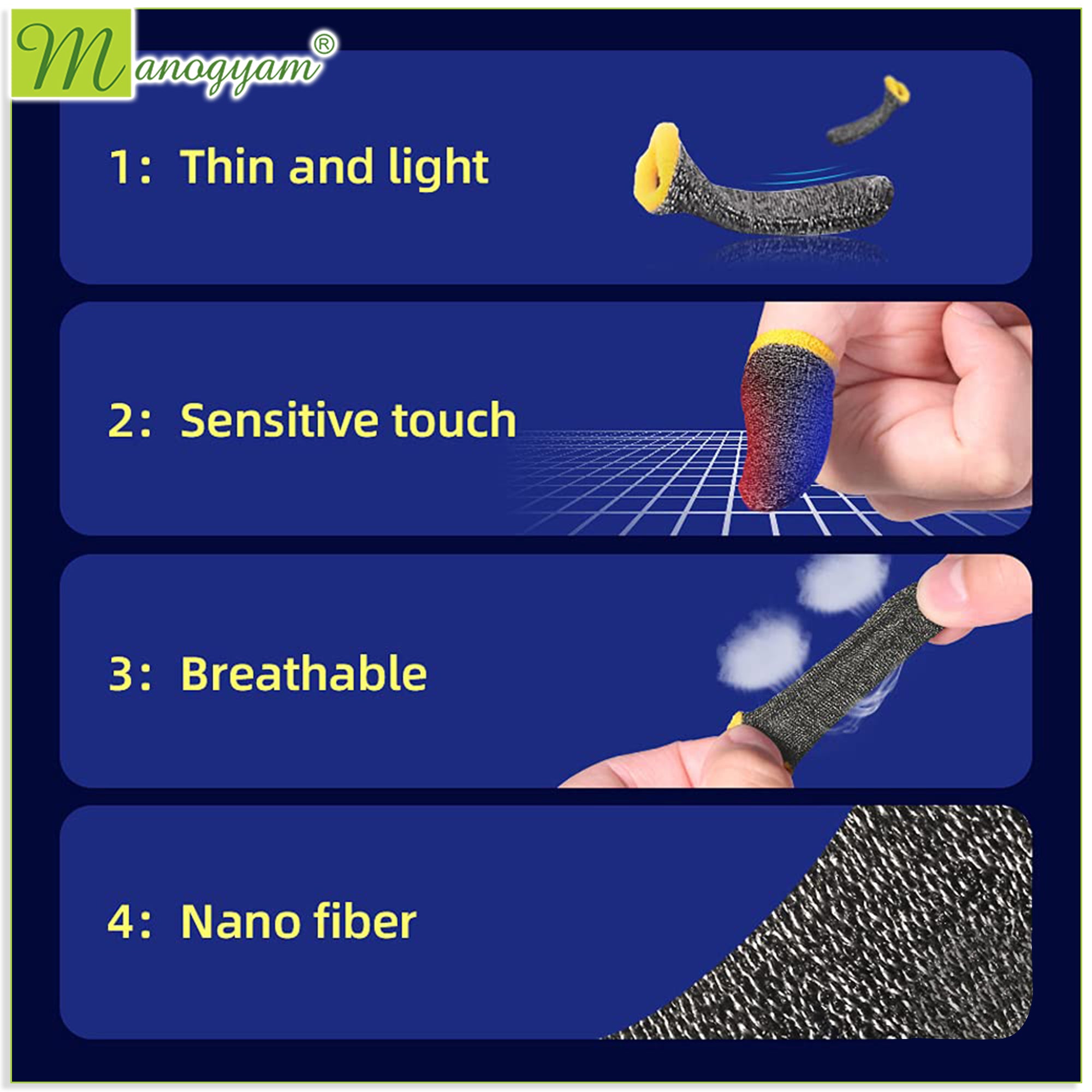 Manogyam GamerGrip Finger Sleeves: Enhanced Gaming Control and Precision