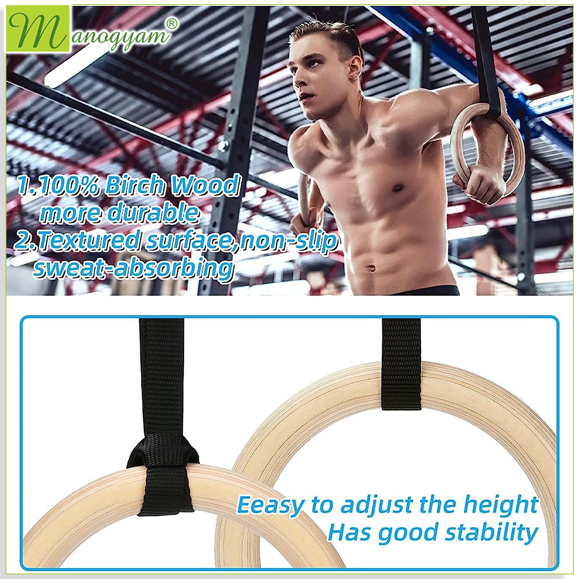 Gymnastic Roman Rings - Best Quality & Affordable Wood Rings for Exercise