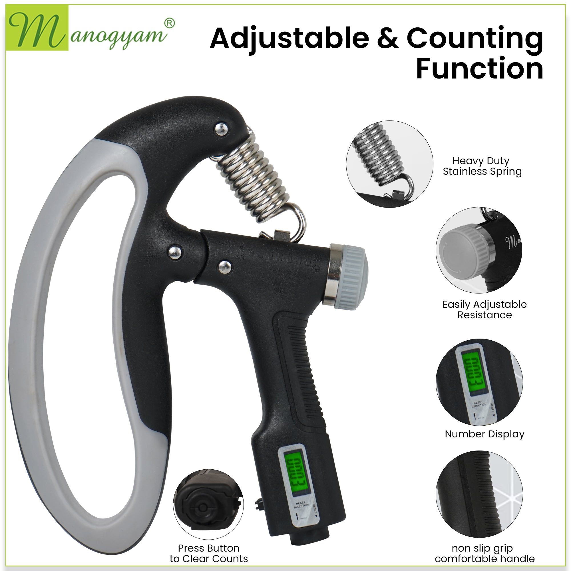 Manogyam Professional Training Adjustable Hand Gripper