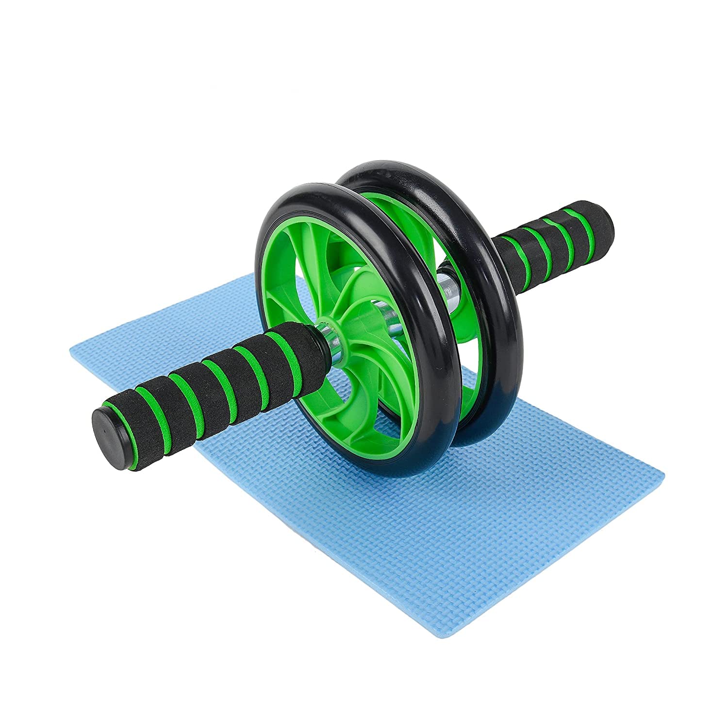 Manogyam Double Wheel Ab Exerciser with Knee Pad – Strengthen Your Core and Abs with Our Premium Fitness Equipment – Buy Online in India